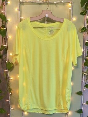 Women's Danskin Now Neon Yellow Dri More Loose Fit 1X T-shirt